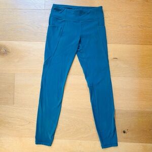 Athleta High-Waisted Stash Pockets Leggings Girl Large 10/12 Teal Athletic VGUC